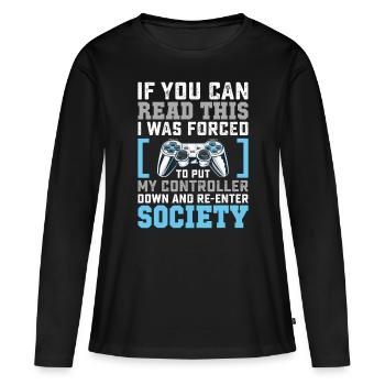 Poser la manette vers le bas Réintégrer la société Joueur drôle - T-shirt manches longues Premium bio Femme - noir - Devant - Julia (174cm)