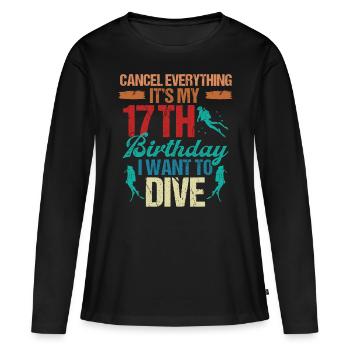 17 ans Scuba Diver Birthday Idea Snorkeling - T-shirt manches longues Premium bio Femme - noir - Devant - Julia (174cm)