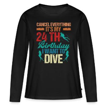 24 Year Old Scuba Diver Birthday Idea Snorkeling - Frauen Premium Bio Langarmshirt - Schwarz - Vorne - Julia (174cm)