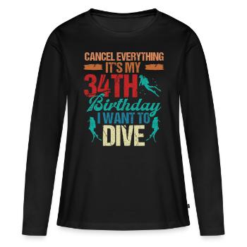 34 Year Old Scuba Diver Birthday Idea Snorkeling - Frauen Premium Bio Langarmshirt - Schwarz - Vorne - Julia (174cm)