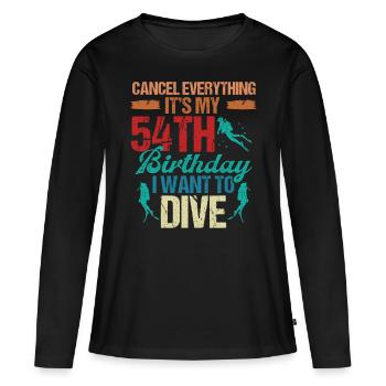 54 ans Plongeur Plongeur Anniversaire Idée Snorkeling - T-shirt manches longues Premium bio Femme - noir - Devant - Julia (174cm)