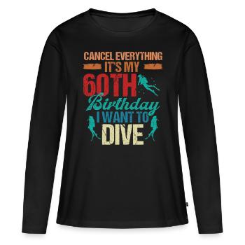 60 Year Old Scuba Diver Birthday Idea Snorkeling - Frauen Premium Bio Langarmshirt - Schwarz - Vorne - Julia (174cm)