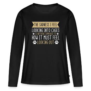 Animaux abandonnés La tristesse Je me sens Refuges pour animaux - T-shirt manches longues Premium bio Femme - noir - Devant - Julia (174cm)