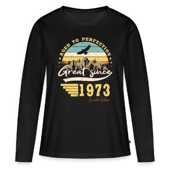 50th birthday Born 1973 Great Since 1973 - Women's Premium Organic Long Sleeve Shirt - black - Front - Julia (174cm)