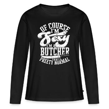 Sexy Butcher Meat Cutter Cook Couteaux - T-shirt manches longues Premium bio Femme - noir - Devant - Julia (174cm)