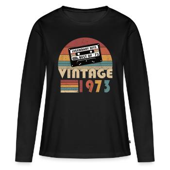 50. Geburtstag Jahrgang 1973 Best of 1973 - Frauen Premium Bio Langarmshirt - Schwarz - Vorne - Julia (174cm)