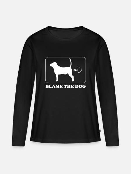 Blame the Dog - Funny Dog Fart - Dog Owner - Women's Premium Organic Long Sleeve Shirt - black