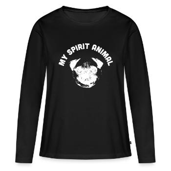 My Spirit Animal Mops - Lustige Hundemutter und Hund Dadpu - Frauen Premium Bio Langarmshirt - Schwarz - Vorne - Julia (174cm)