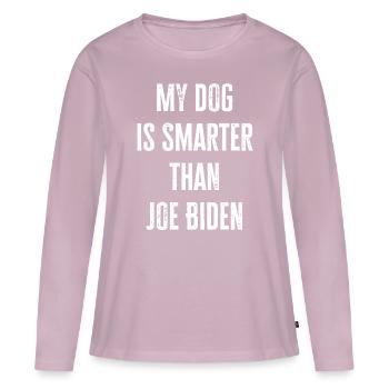 Mon chien est plus intelligent que Joe Biden Drôle républicain - T-shirt manches longues Premium bio Femme - rose poudré - Devant - Julia (174cm)
