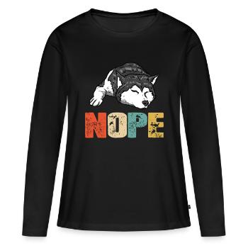 Vintage Nope Funny Siberian Husky Dog Lover - T-shirt manches longues Premium bio Femme - noir - Devant - Julia (174cm)