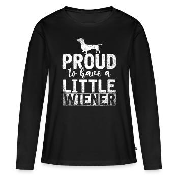 Lustiger Hund Weenie stolz darauf, einen kleinen Wiener Dac zu haben - Frauen Premium Bio Langarmshirt - Schwarz - Vorne - Julia (174cm)