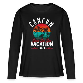 Cancun Mexique Vacances Plage Famille Ami Groupe T - T-shirt manches longues Premium bio Femme - noir - Devant - Julia (174cm)