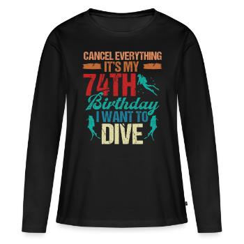 74 ans Plongeur Scuba Birthday Idea Snorkeling - T-shirt manches longues Premium bio Femme - noir - Devant - Julia (174cm)