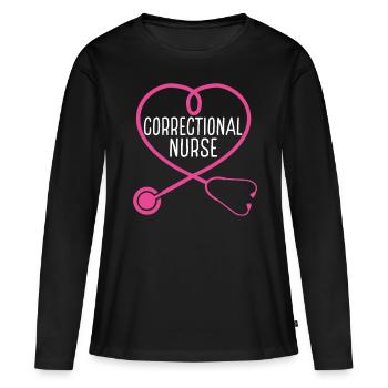 Correctional Nurse Stethoscope Appreciation Heart - Frauen Premium Bio Langarmshirt - Schwarz - Vorne - Julia (174cm)