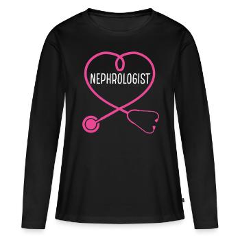 Nephrologist Stethoscope Appreciation Heart - Women's Premium Organic Long Sleeve Shirt - black - Front - Julia (174cm)