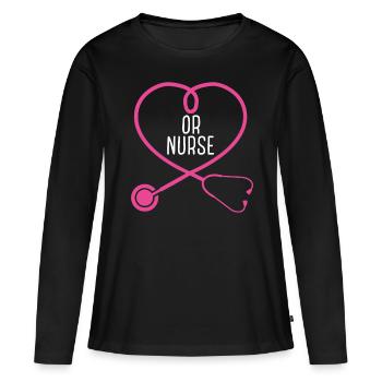 Operating Room Nurse Stethoscope Appreciation - Women's Premium Organic Long Sleeve Shirt - black - Front - Julia (174cm)