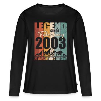 20e anniversaire Né en 2003 Légende depuis 2003 - T-shirt manches longues Premium bio Femme - noir - Devant - Julia (174cm)