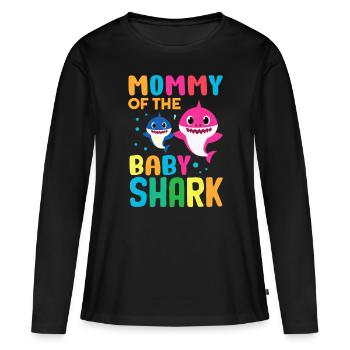Shark Birthday Quote Funny B-day Mom - Women's Premium Organic Long Sleeve Shirt - black - Front - Julia (174cm)