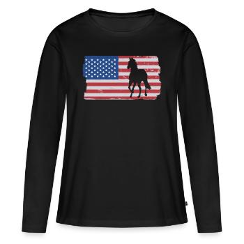 Cavalier - T-shirt manches longues Premium bio Femme - noir - Devant - Julia (174cm)