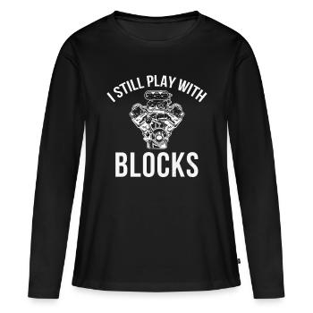 Je joue toujours avec Blocks Engine Drag Racing Men Me - T-shirt manches longues Premium bio Femme - noir - Devant - Julia (174cm)