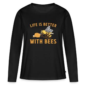 Cool Bee Design For Men Women Honey Bumble Bee Bee - Women's Premium Organic Long Sleeve Shirt - black - Front - Julia (174cm)