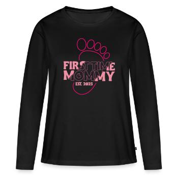 First Time Mommy Est. 2023 Shirt Gift - Women's Premium Organic Long Sleeve Shirt - black - Front - Julia (174cm)