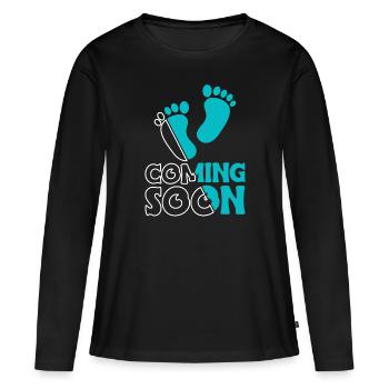 Bientôt disponible Mama Pregnant Shirt Gift - T-shirt manches longues Premium bio Femme - noir - Devant - Julia (174cm)