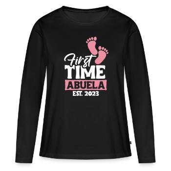 First Time Abuela 2023 Shirt Geschenk Großmutter - Frauen Premium Bio Langarmshirt - Schwarz - Vorne - Julia (174cm)