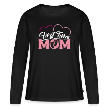 Première maman première fois Maman Cadeau de chemise - T-shirt manches longues Premium bio Femme - noir - Devant - Julia (174cm)