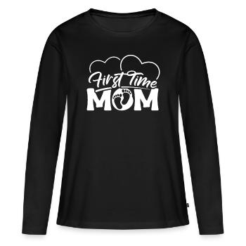 Frist Time Mom Shirt Geschenk - Frauen Premium Bio Langarmshirt - Schwarz - Vorne - Julia (174cm)