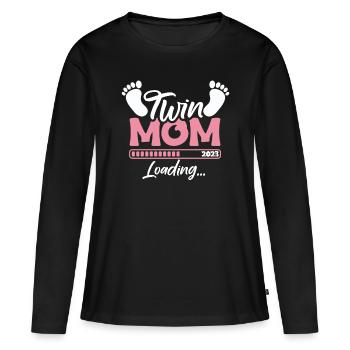 Twin Mom Loading - Zwillings Mutter Shirt - Frauen Premium Bio Langarmshirt - Schwarz - Vorne - Julia (174cm)
