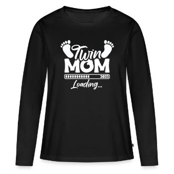 Twin Mom Loading - Zwillings Mutter Shirt - Frauen Premium Bio Langarmshirt - Schwarz - Vorne - Julia (174cm)