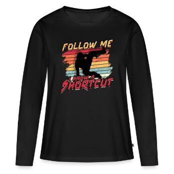 Parkour Freerunning Runner Back Flip Jumping - T-shirt manches longues Premium bio Femme - noir - Devant - Julia (174cm)