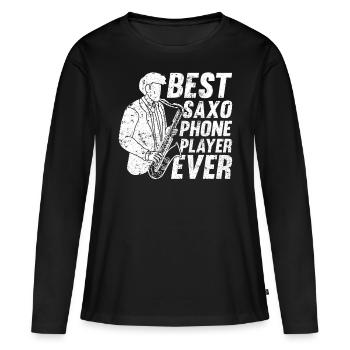 Meilleur lecteur Saxo Phone Jamais Sax Player Sax Instrum - T-shirt manches longues Premium bio Femme - noir - Devant - Julia (174cm)