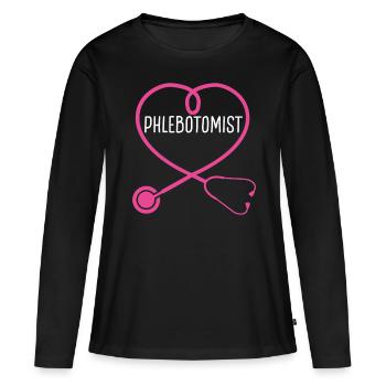 Phlebotomist Stethoscope Appreciation Heart - Frauen Premium Bio Langarmshirt - Schwarz - Vorne - Julia (174cm)