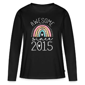 Génial depuis 2015 7e anniversaire Rainbow Gifts Born - T-shirt manches longues Premium bio Femme - noir - Devant - Julia (174cm)