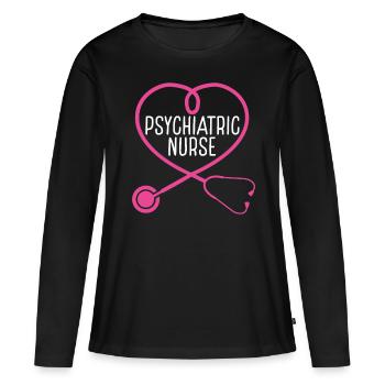 Psychiatric Nurse Stethoscope Appreciation Heart - Frauen Premium Bio Langarmshirt - Schwarz - Vorne - Julia (174cm)