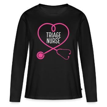 Triage Nurse Stethoscope Appreciation Heart - Frauen Premium Bio Langarmshirt - Schwarz - Vorne - Julia (174cm)