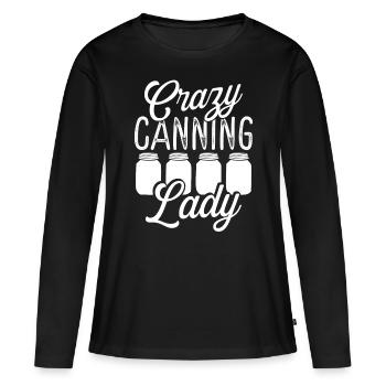 Homesteading Crazy Canning Lady Canning Season - Frauen Premium Bio Langarmshirt - Schwarz - Vorne - Julia (174cm)