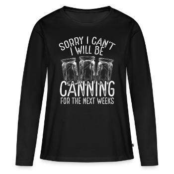 Homesteader Canning Saison de conservation des conserveries - T-shirt manches longues Premium bio Femme - noir - Devant - Julia (174cm)
