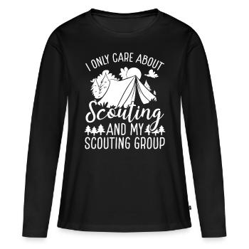 Chef scout Ne se soucie que du scoutisme et de mon - T-shirt manches longues Premium bio Femme - noir - Devant - Julia (174cm)