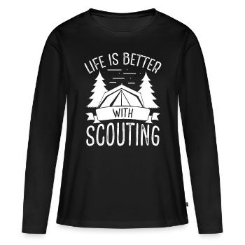 Scout Leader Life is better with Scouting Boy - Women's Premium Organic Long Sleeve Shirt - black - Front - Julia (174cm)