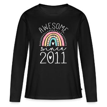 Fantastisch seit 2011 Regenbogengeschenke zum 11. Geburtstag Bor - Frauen Premium Bio Langarmshirt - Schwarz - Vorne - Julia (174cm)