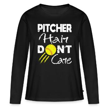 Cadeau d'amant de sport de joueur de jeu de softball drôle pour W - T-shirt manches longues Premium bio Femme - noir - Devant - Julia (174cm)