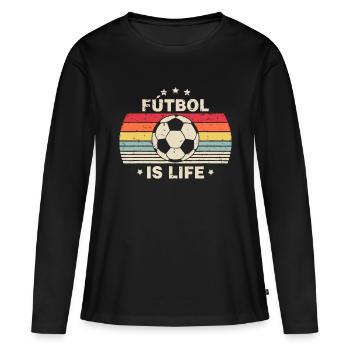 Futbol est la vie Amoureux du football Football Drôle Vintage - T-shirt manches longues Premium bio Femme - noir - Devant - Julia (174cm)