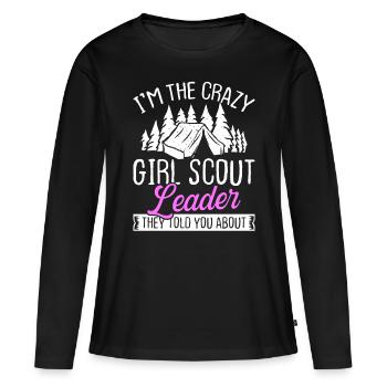 Scouting Crazy Girl Scout Leader Club Scouting - Women's Premium Organic Long Sleeve Shirt - black - Front - Julia (174cm)