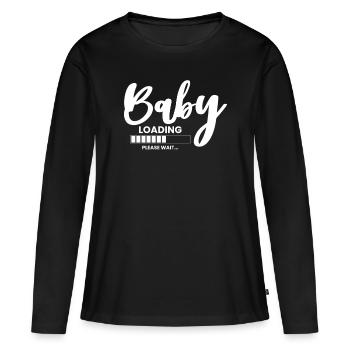 Baby Loading Shirt Geschenk Werdende Mutter - Frauen Premium Bio Langarmshirt - Schwarz - Vorne - Julia (174cm)