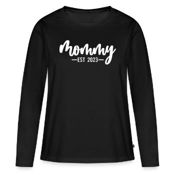 Mommy Est 2023 Cadeau de chemise - T-shirt manches longues Premium bio Femme - noir - Devant - Julia (174cm)