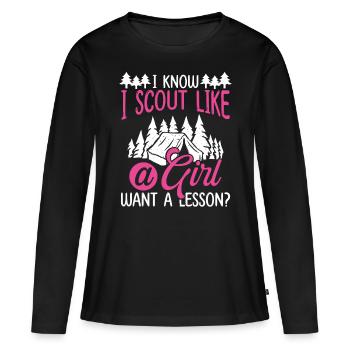 Scoutisme Je fais du scoutisme comme un club de chefs scouts - T-shirt manches longues Premium bio Femme - noir - Devant - Julia (174cm)