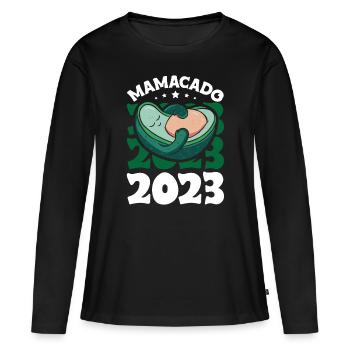 Mamacado Avocado 2023 Shirt Expectant Mother - Women's Premium Organic Long Sleeve Shirt - black - Front - Julia (174cm)